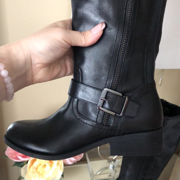 New Marc Fisher Glimmer WIDE CALF Black Riding Knee High Boots Genuine Leather - Picture 4 of 15